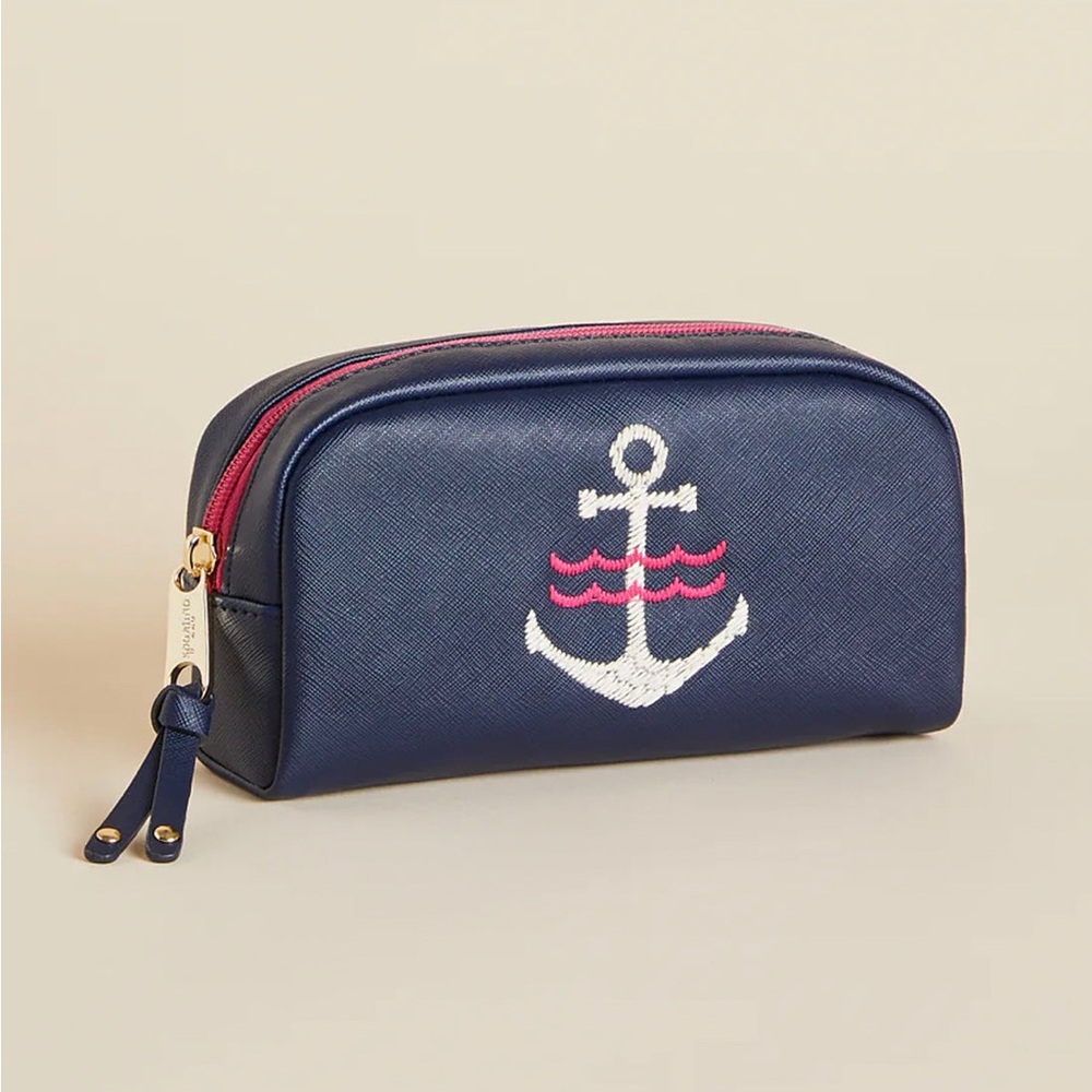 Spartina 449 Vinyl Cosmetic Bag Navy Anchor